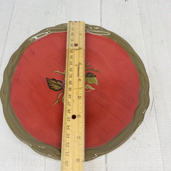 Tracy Porter THE OCTAVIA HILL COLLECTION  Red Embossed 8" Salad Plates Set of 3 - Picture 8 of 13